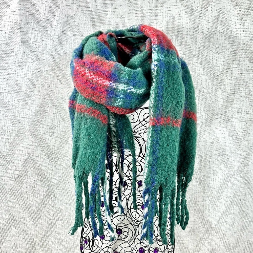 Lucky brand green plaid blanket scarf - Picture 2 of 6